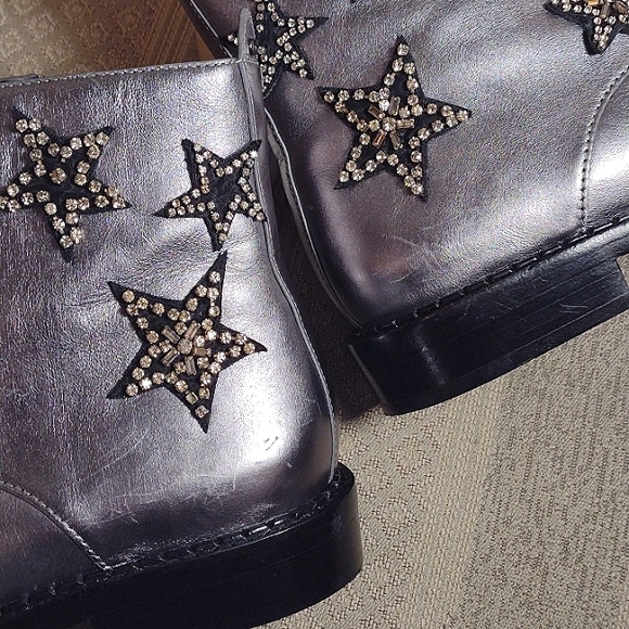 Coach Watts Crystal Star Embellished Pewter Boots with side zipper - Picture 15 of 16